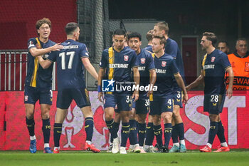 2024-11-07 - Daan ROTS of FC Twente celebrate his goal with teammates during the UEFA Europa League, League Phase MD4 football match between OGC Nice and FC Twente on 7 November 2024 at Allianz Riviera in Nice, France - FOOTBALL - EUROPA LEAGUE - NICE V TWENTE - UEFA EUROPA LEAGUE - SOCCER