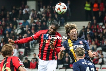 2024-11-07 - Moise BOMBITO of Nice and Sam LAMMERS of FC Twente during the UEFA Europa League, League Phase MD4 football match between OGC Nice and FC Twente on 7 November 2024 at Allianz Riviera in Nice, France - FOOTBALL - EUROPA LEAGUE - NICE V TWENTE - UEFA EUROPA LEAGUE - SOCCER