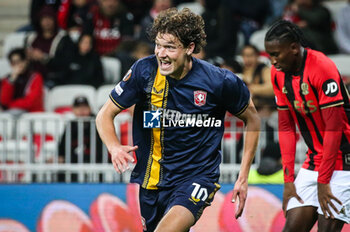 2024-11-07 - Sam LAMMERS of FC Twente celebrates his goal during the UEFA Europa League, League Phase MD4 football match between OGC Nice and FC Twente on 7 November 2024 at Allianz Riviera in Nice, France - FOOTBALL - EUROPA LEAGUE - NICE V TWENTE - UEFA EUROPA LEAGUE - SOCCER