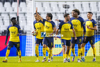 2024-11-07 - Kevin Mac Allister of Union Saint-Gilloise celebrates his goal 1-1 during the UEFA Europa League, League Phase, MD4 football match between Royale Union Saint-Gilloise and AS Roma on November 7, 2024 at King Baudouin Stadium in Brussels, Belgium - FOOTBALL - EUROPA LEAGUE - UNION SAINT GILLOISE V ROMA - UEFA EUROPA LEAGUE - SOCCER