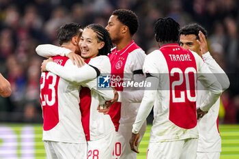 2024-11-07 - Kian Fitz-Jim of AFC Ajax celebrates his goal 5-0 during the UEFA Europa League, League Phase, MD4 football match between AFC Ajax and Maccabi Tel Aviv on November 7, 2024 at Johan Cruijff ArenA in Amsterdam, Netherlands - FOOTBALL - EUROPA LEAGUE - AJAX V MACCABI TEL AVIV - UEFA EUROPA LEAGUE - SOCCER