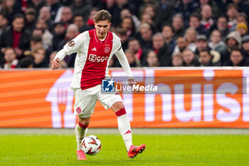 2024-11-07 - Mika Godts of AFC Ajax during the UEFA Europa League, League Phase, MD4 football match between AFC Ajax and Maccabi Tel Aviv on November 7, 2024 at Johan Cruijff ArenA in Amsterdam, Netherlands - FOOTBALL - EUROPA LEAGUE - AJAX V MACCABI TEL AVIV - UEFA EUROPA LEAGUE - SOCCER