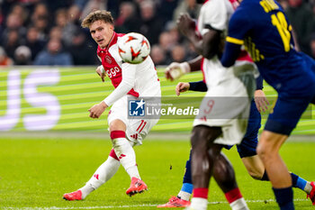 2024-11-07 - Mika Godts of AFC Ajax during the UEFA Europa League, League Phase, MD4 football match between AFC Ajax and Maccabi Tel Aviv on November 7, 2024 at Johan Cruijff ArenA in Amsterdam, Netherlands - FOOTBALL - EUROPA LEAGUE - AJAX V MACCABI TEL AVIV - UEFA EUROPA LEAGUE - SOCCER