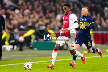 2024-11-07 - Jorrel Hato of AFC Ajax during the UEFA Europa League, League Phase, MD4 football match between AFC Ajax and Maccabi Tel Aviv on November 7, 2024 at Johan Cruijff ArenA in Amsterdam, Netherlands - FOOTBALL - EUROPA LEAGUE - AJAX V MACCABI TEL AVIV - UEFA EUROPA LEAGUE - SOCCER