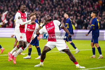 2024-11-07 - Brian Brobbey of AFC Ajax celebrates his goal 4-0 during the UEFA Europa League, League Phase, MD4 football match between AFC Ajax and Maccabi Tel Aviv on November 7, 2024 at Johan Cruijff ArenA in Amsterdam, Netherlands - FOOTBALL - EUROPA LEAGUE - AJAX V MACCABI TEL AVIV - UEFA EUROPA LEAGUE - SOCCER