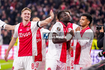 2024-11-07 - Brian Brobbey of AFC Ajax celebrates his goal 4-0 during the UEFA Europa League, League Phase, MD4 football match between AFC Ajax and Maccabi Tel Aviv on November 7, 2024 at Johan Cruijff ArenA in Amsterdam, Netherlands - FOOTBALL - EUROPA LEAGUE - AJAX V MACCABI TEL AVIV - UEFA EUROPA LEAGUE - SOCCER