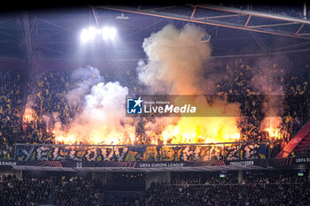 2024-11-07 - Fans of Maccabi during the UEFA Europa League, League Phase, MD4 football match between AFC Ajax and Maccabi Tel Aviv on November 7, 2024 at Johan Cruijff ArenA in Amsterdam, Netherlands - FOOTBALL - EUROPA LEAGUE - AJAX V MACCABI TEL AVIV - UEFA EUROPA LEAGUE - SOCCER