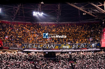 2024-11-07 - Fans of Maccabi during the UEFA Europa League, League Phase, MD4 football match between AFC Ajax and Maccabi Tel Aviv on November 7, 2024 at Johan Cruijff ArenA in Amsterdam, Netherlands - FOOTBALL - EUROPA LEAGUE - AJAX V MACCABI TEL AVIV - UEFA EUROPA LEAGUE - SOCCER