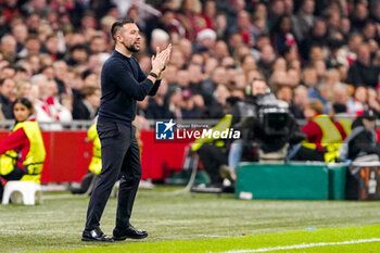 2024-11-07 - Head Coach Francesco Farioli of AFC Ajax during the UEFA Europa League, League Phase, MD4 football match between AFC Ajax and Maccabi Tel Aviv on November 7, 2024 at Johan Cruijff ArenA in Amsterdam, Netherlands - FOOTBALL - EUROPA LEAGUE - AJAX V MACCABI TEL AVIV - UEFA EUROPA LEAGUE - SOCCER