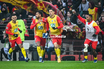 2024-01-07 - Florian SOTOCA of Lens celebrate his goal with teammates during the French Cup, round of 64 football match between RC Lens and AS Monaco on January 7, 2024 at Bollaert-Delelis stadium in Lens, France - FOOTBALL - FRENCH CUP - LENS V MONACO - FRENCH CUP - SOCCER