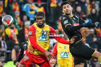 2024-01-07 - Kevin DANSO of Lens and Guillermo MARIPAN of Monaco during the French Cup, round of 64 football match between RC Lens and AS Monaco on January 7, 2024 at Bollaert-Delelis stadium in Lens, France - FOOTBALL - FRENCH CUP - LENS V MONACO - FRENCH CUP - SOCCER