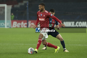 2024-02-07 - Steve Mounie of Brest during the French Cup, round of 16 football match between Paris Saint-Germain (PSG) and Stade Brestois 29 (Brest) on February 7, 2024 at Parc des Princes stadium in Paris, France - FOOTBALL - FRENCH CUP - PARIS SG V BREST - FRENCH CUP - SOCCER