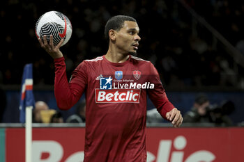 2024-02-07 - Kenny Lala of Brest during the French Cup, round of 16 football match between Paris Saint-Germain (PSG) and Stade Brestois 29 (Brest) on February 7, 2024 at Parc des Princes stadium in Paris, France - FOOTBALL - FRENCH CUP - PARIS SG V BREST - FRENCH CUP - SOCCER