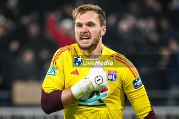 2024-02-27 - Lucas PERRI of Lyon celebrates during the French Cup, Quarter-Finals football match between Olympique Lyonnais (Lyon) and RC Strasbourg on February 27, 2024 at Groupama stadium in Decines-Charpieu near Lyon, France - FOOTBALL - FRENCH CUP - LYON V STRASBOURG - FRENCH CUP - SOCCER