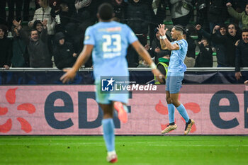 2024-02-29 - Bryan ADINANY of Le Puy celebrate his goal with Jesah MABEPA AYESSA ONDZE of Le Puy during the French Cup, Quarter-Finals football match between Le Puy Foot 43 Auvergne and Stade Rennais (Rennes) on February 29, 2024 at Geoffroy Guichard stadium in Saint-Étienne, France - FOOTBALL - FRENCH CUP - LE PUY V RENNES - FRENCH CUP - SOCCER