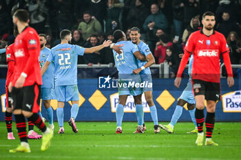 2024-02-29 - Bryan ADINANY of Le Puy celebrate his goal with teammates during the French Cup, Quarter-Finals football match between Le Puy Foot 43 Auvergne and Stade Rennais (Rennes) on February 29, 2024 at Geoffroy Guichard stadium in Saint-Étienne, France - FOOTBALL - FRENCH CUP - LE PUY V RENNES - FRENCH CUP - SOCCER