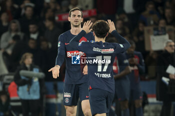 2024-03-13 - Fabian Ruiz Pena of PSG celebrates his goal with Vitinha of PSG during the French Cup, Quarter-final football match between Paris Saint-Germain (PSG) and OGC Nice (OGCN) on March 13, 2024 at Parc des Princes stadium in Paris, France - FOOTBALL - FRENCH CUP - PARIS SG V NICE - FRENCH CUP - SOCCER