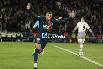 2024-04-03 - ;Kylian Mbappe of PSG celebrates his winning goal during the French Cup, Semi-final football match between Paris Saint-Germain (PSG) and Stade Rennais (Rennes) on April 3, 2024 at Parc des Princes stadium in Paris, France - FOOTBALL - FRENCH CUP - PARIS SG V RENNES - FRENCH CUP - SOCCER