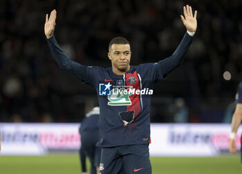 2024-04-03 - ;Kylian Mbappe of PSG celebrates his winning goal during the French Cup, Semi-final football match between Paris Saint-Germain (PSG) and Stade Rennais (Rennes) on April 3, 2024 at Parc des Princes stadium in Paris, France - FOOTBALL - FRENCH CUP - PARIS SG V RENNES - FRENCH CUP - SOCCER