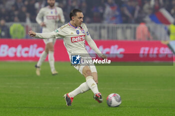 2024-04-02 - Maxence CAQUERET of Lyon during the French Cup, Semi-final football match between Olympique Lyonnais and Valenciennes FC on April 2, 2024 at Groupama stadium in Decines-Charpieu near Lyon, France - FOOTBALL - FRENCH CUP - LYON V VALENCIENNES - FRENCH CUP - SOCCER