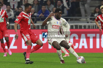 2024-04-02 - Orel MANGALA of Lyon and Makabi LILEPO of Valenciennes during the French Cup, Semi-final football match between Olympique Lyonnais and Valenciennes FC on April 2, 2024 at Groupama stadium in Decines-Charpieu near Lyon, France - FOOTBALL - FRENCH CUP - LYON V VALENCIENNES - FRENCH CUP - SOCCER