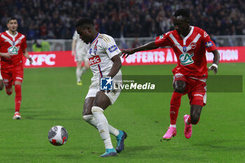 2024-04-02 - Ernest APPIAH of Lyon and Souleymane BASSE of Valenciennes during the French Cup, Semi-final football match between Olympique Lyonnais and Valenciennes FC on April 2, 2024 at Groupama stadium in Decines-Charpieu near Lyon, France - FOOTBALL - FRENCH CUP - LYON V VALENCIENNES - FRENCH CUP - SOCCER