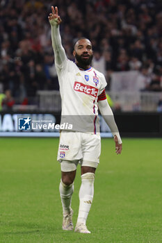 2024-04-02 - Alexandre LACAZETTE of Lyon celebrate scoring the goal during the French Cup, Semi-final football match between Olympique Lyonnais and Valenciennes FC on April 2, 2024 at Groupama stadium in Decines-Charpieu near Lyon, France - FOOTBALL - FRENCH CUP - LYON V VALENCIENNES - FRENCH CUP - SOCCER