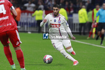 2024-04-02 - Mohamed BENRAHMA of Lyon during the French Cup, Semi-final football match between Olympique Lyonnais and Valenciennes FC on April 2, 2024 at Groupama stadium in Decines-Charpieu near Lyon, France - FOOTBALL - FRENCH CUP - LYON V VALENCIENNES - FRENCH CUP - SOCCER