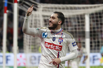 2024-04-02 - Rayan CHERKI of Lyon celebrate the goal during the French Cup, Semi-final football match between Olympique Lyonnais and Valenciennes FC on April 2, 2024 at Groupama stadium in Decines-Charpieu near Lyon, France - FOOTBALL - FRENCH CUP - LYON V VALENCIENNES - FRENCH CUP - SOCCER