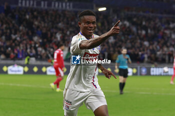 2024-04-02 - Gift ORBAN of Lyon celebrate scoring the goal during the French Cup, Semi-final football match between Olympique Lyonnais and Valenciennes FC on April 2, 2024 at Groupama stadium in Decines-Charpieu near Lyon, France - FOOTBALL - FRENCH CUP - LYON V VALENCIENNES - FRENCH CUP - SOCCER