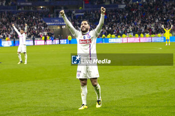 2024-04-02 - Rayan CHERKI of Lyon celebrate victory and qualification for the final during the French Cup, Semi-final football match between Olympique Lyonnais and Valenciennes FC on April 2, 2024 at Groupama stadium in Decines-Charpieu near Lyon, France - FOOTBALL - FRENCH CUP - LYON V VALENCIENNES - FRENCH CUP - SOCCER