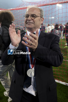 2024-05-25 - PSG manager Luis Campos celebrates the victory following the French Cup Final football match between Olympique Lyonnais (OL, Lyon) and Paris Saint-Germain (PSG) on May 25, 2024 at Stade Pierre Mauroy, Decathlon Arena in Villeneuve-d'Ascq near Lille, France - FOOTBALL - FRENCH CUP - FINAL - LYON V PARIS SG - FRENCH CUP - SOCCER