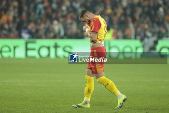 2024-01-14 - Jonathan Gradit of Lens is ejected after receiving a red card during the French championship Ligue 1 football match between RC Lens and Paris Saint-Germain on January 14, 2024 at Stade Bollaert-Delelis in Lens, France - FOOTBALL - FRENCH CHAMP - LENS V PARIS SG - FRENCH LIGUE 1 - SOCCER