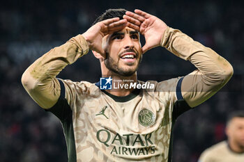 2024-01-28 - Marco ASENSIO of PSG celebrates his goal during the French championship Ligue 1 football match between Paris Saint-Germain and Stade Brestois (Brest) on January 28, 2024 at Parc des Princes stadium in Paris, France - FOOTBALL - FRENCH CHAMP - PARIS SG V BREST - FRENCH LIGUE 1 - SOCCER