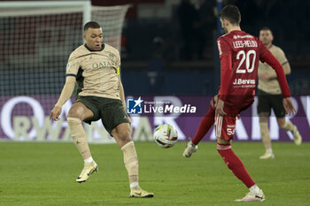 2024-01-28 - Kylian Mbappe of PSG, Pierre Lees-Melou of Brest during the French championship Ligue 1 football match between Paris Saint-Germain and Stade Brestois (Brest) on January 28, 2024 at Parc des Princes stadium in Paris, France - FOOTBALL - FRENCH CHAMP - PARIS SG V BREST - FRENCH LIGUE 1 - SOCCER