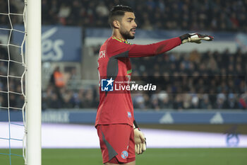 2024-02-02 - Strasbourg goalkeeper Alaa Bellaarouch during the French championship Ligue 1 football match between RC Strasbourg and Paris Saint-Germain on February 2, 2024 at Stade de La Meinau in Strasbourg, France - FOOTBALL - FRENCH CHAMP - STRASBOURG V PARIS SG - FRENCH LIGUE 1 - SOCCER