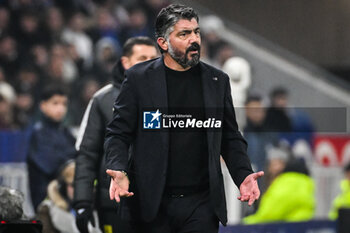 2024-02-04 - Gennaro GATTUSO of Marseille during the French championship Ligue 1 football match between Olympique Lyonnais (Lyon) and Olympique de Marseille on February 4, 2024 at Groupama Stadium in Décines-Charpieu near Lyon, France - FOOTBALL - FRENCH CHAMP - LYON V MARSEILLE - FRENCH LIGUE 1 - SOCCER