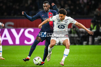 2024-02-10 - Randal KOLO MUANI of PSG and Tiago SANTOS of Lille during the French championship Ligue 1 football match between Paris Saint-Germain and Losc Lille on February 10, 2024 at Parc des Princes stadium in Paris, France - FOOTBALL - FRENCH CHAMP - PARIS SG V LILLE - FRENCH LIGUE 1 - SOCCER