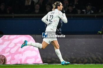 2024-02-10 - Yusuf YAZICI of Lille celebrates his goal during the French championship Ligue 1 football match between Paris Saint-Germain and Losc Lille on February 10, 2024 at Parc des Princes stadium in Paris, France - FOOTBALL - FRENCH CHAMP - PARIS SG V LILLE - FRENCH LIGUE 1 - SOCCER