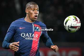 2024-02-10 - Nordi MUKIELE of PSG during the French championship Ligue 1 football match between Paris Saint-Germain and Losc Lille on February 10, 2024 at Parc des Princes stadium in Paris, France - FOOTBALL - FRENCH CHAMP - PARIS SG V LILLE - FRENCH LIGUE 1 - SOCCER