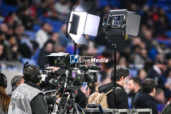 2024-02-16 - A television camera during the French championship Ligue 1 football match between Olympique Lyonnais (Lyon) and OGC Nice on February 16, 2024 at Groupama stadium in Decines-Charpieu near Lyon, France - FOOTBALL - FRENCH CHAMP - LYON V NICE - FRENCH LIGUE 1 - SOCCER