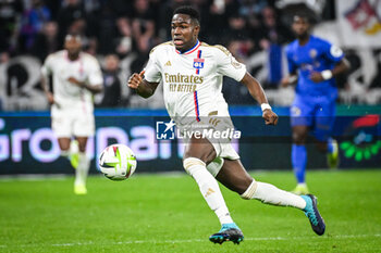 2024-02-16 - Ernest NUAMAH of Lyon during the French championship Ligue 1 football match between Olympique Lyonnais (Lyon) and OGC Nice on February 16, 2024 at Groupama stadium in Decines-Charpieu near Lyon, France - FOOTBALL - FRENCH CHAMP - LYON V NICE - FRENCH LIGUE 1 - SOCCER