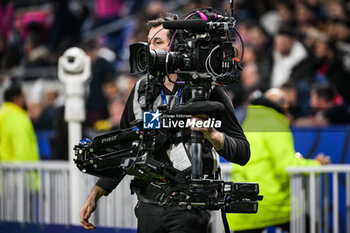 2024-02-16 - A television camera during the French championship Ligue 1 football match between Olympique Lyonnais (Lyon) and OGC Nice on February 16, 2024 at Groupama stadium in Decines-Charpieu near Lyon, France - FOOTBALL - FRENCH CHAMP - LYON V NICE - FRENCH LIGUE 1 - SOCCER