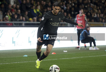 2024-02-17 - Achraf Hakimi of PSG during the French championship Ligue 1 football match between FC Nantes and Paris Saint-Germain on February 17, 2024 at La Beaujoire - Louis Fonteneau stadium in Nantes, France - FOOTBALL - FRENCH CHAMP - NANTES V PARIS SG - FRENCH LIGUE 1 - SOCCER