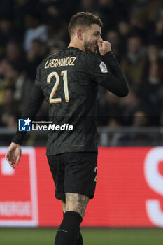 2024-02-17 - Lucas Hernandez of PSG celebrates his goal during the French championship Ligue 1 football match between FC Nantes and Paris Saint-Germain on February 17, 2024 at La Beaujoire - Louis Fonteneau stadium in Nantes, France - FOOTBALL - FRENCH CHAMP - NANTES V PARIS SG - FRENCH LIGUE 1 - SOCCER