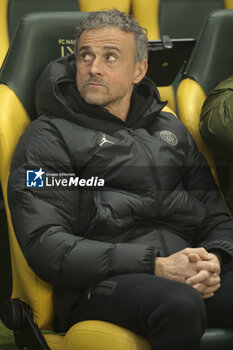 2024-02-17 - PSG coach Luis Enrique during the French championship Ligue 1 football match between FC Nantes and Paris Saint-Germain on February 17, 2024 at La Beaujoire - Louis Fonteneau stadium in Nantes, France - FOOTBALL - FRENCH CHAMP - NANTES V PARIS SG - FRENCH LIGUE 1 - SOCCER