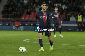 2024-02-25 - Achraf Hakimi of PSG during the French championship Ligue 1 football match between Paris Saint-Germain and Stade Rennais (Rennes) on February 25, 2024 at Parc des Princes stadium in Paris, France - FOOTBALL - FRENCH CHAMP - PARIS SG V RENNES - FRENCH LIGUE 1 - SOCCER