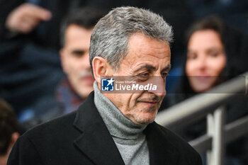 2024-02-25 - Former French President Nicolas SARKOZY during the French championship Ligue 1 football match between Paris Saint-Germain and Stade Rennais (Rennes) on February 25, 2024 at Parc des Princes stadium in Paris, France - FOOTBALL - FRENCH CHAMP - PARIS SG V RENNES - FRENCH LIGUE 1 - SOCCER