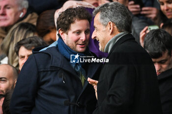 2024-02-25 - Clement BEAUNE and Former French President Nicolas SARKOZY during the French championship Ligue 1 football match between Paris Saint-Germain and Stade Rennais (Rennes) on February 25, 2024 at Parc des Princes stadium in Paris, France - FOOTBALL - FRENCH CHAMP - PARIS SG V RENNES - FRENCH LIGUE 1 - SOCCER