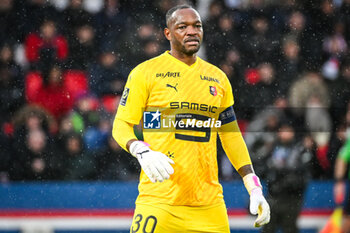 2024-02-25 - Steve MANDANDA of Rennes during the French championship Ligue 1 football match between Paris Saint-Germain and Stade Rennais (Rennes) on February 25, 2024 at Parc des Princes stadium in Paris, France - FOOTBALL - FRENCH CHAMP - PARIS SG V RENNES - FRENCH LIGUE 1 - SOCCER